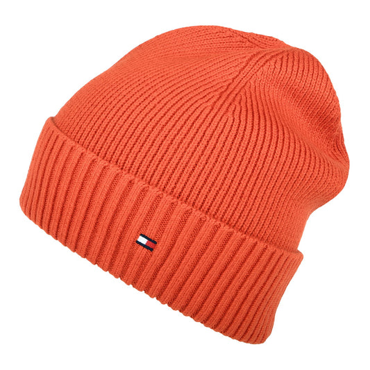 Gorro Beanie Essential Flag de algodón y cachemira de Tommy Hilfiger - Rojo Óxido