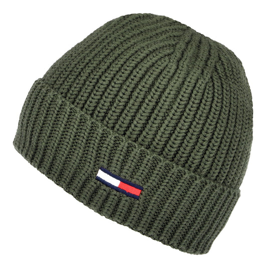 Gorro Beanie TJM Basic Rib de canalé de Tommy Hilfiger - Oliva Oscuro