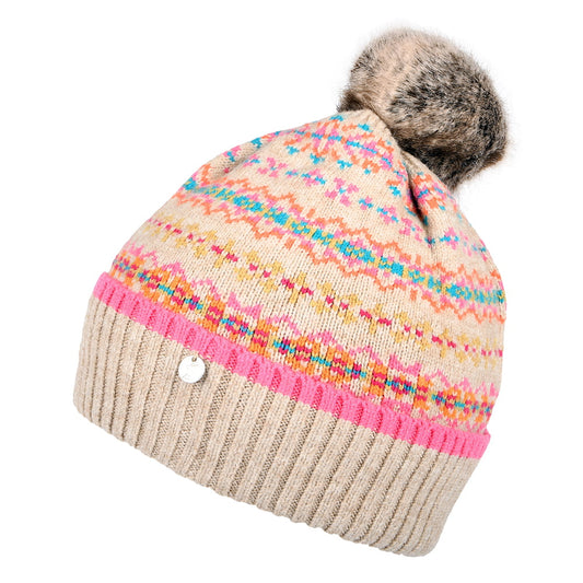 Gorro con pompón Christina Fairisle de Joules - Beige-Multi