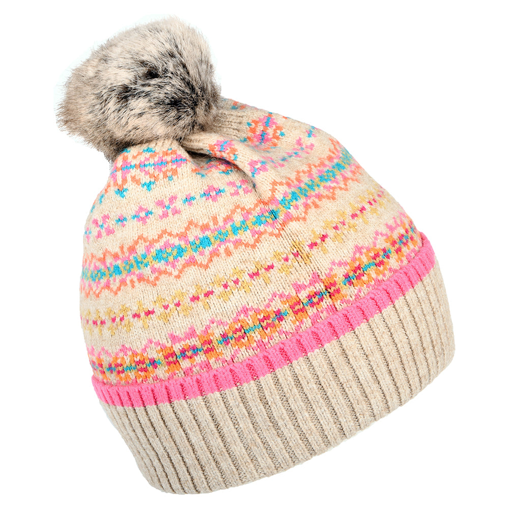 Gorro con pompón Christina Fairisle de Joules - Beige-Multi