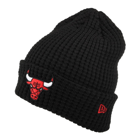 Gorro Beanie con vuelta NBA Team Waffle Knit Chicago Bulls de New Era - Negro