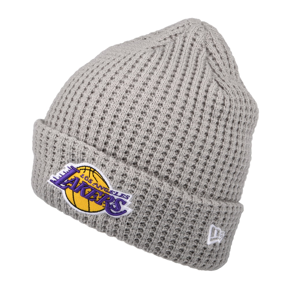 Gorro Beanie con vuelta NBA Team Waffle Knit L.A. Lakers de New Era - Gris