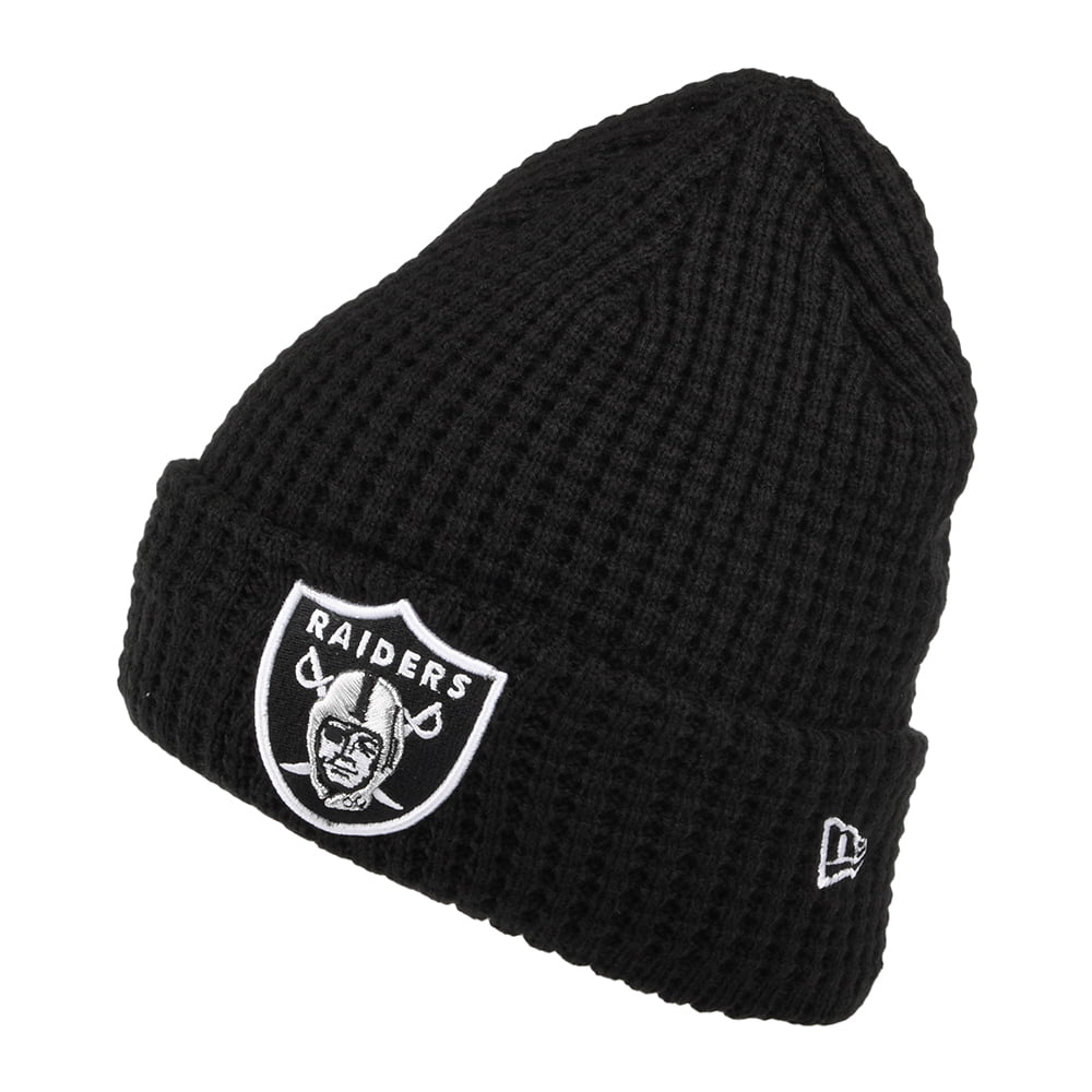Gorro Beanie con vuelta NFL Team Waffle Knit Las Vegas Raiders de New Era - Negro