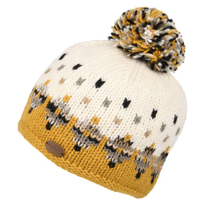 Gorro con pompón Snowy Fair Isle de Kusan - Crema-Amarillo