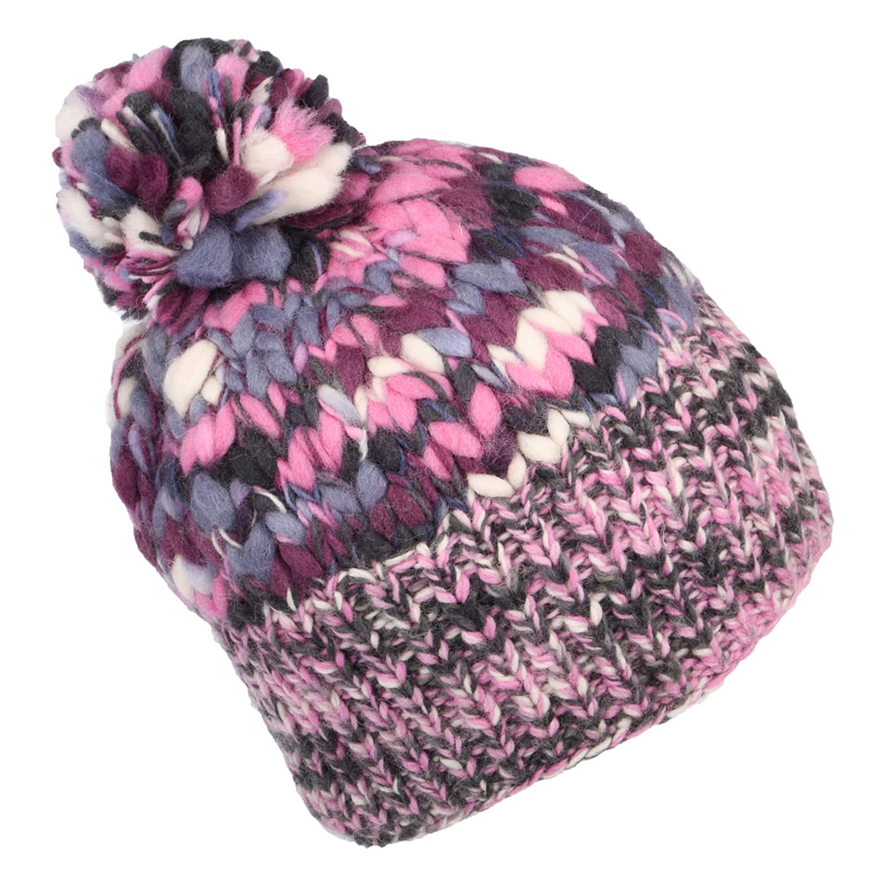 Gorro con pompón de hilo desigual de Kusan - Rosa-Morado