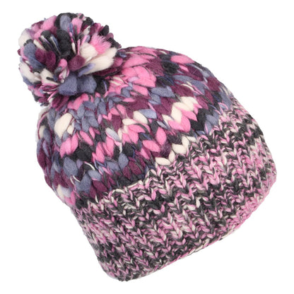 Gorro con pompón de hilo desigual de Kusan - Rosa-Morado