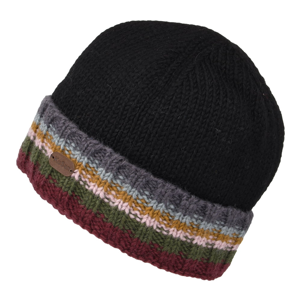 Gorro Beanie Turn Up Cuff tejido de Kusan - Negro