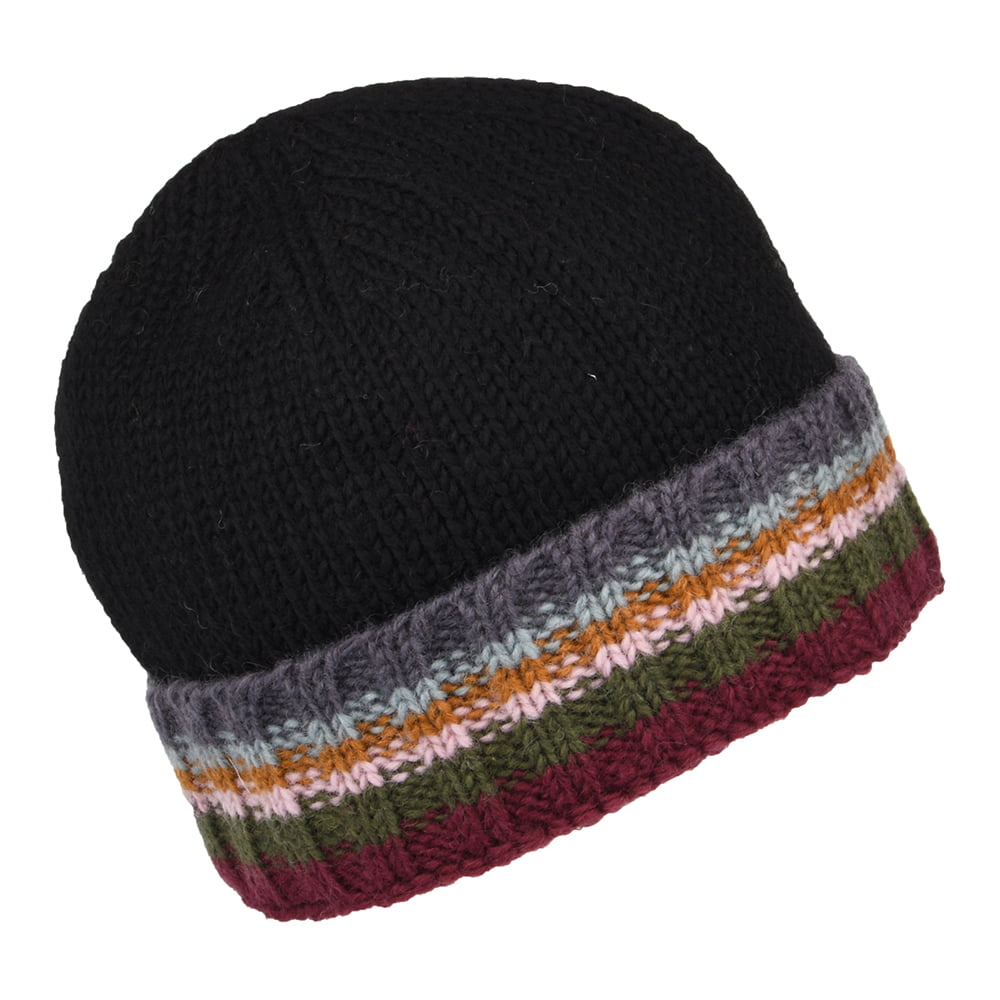 Gorro Beanie Turn Up Cuff tejido de Kusan - Negro