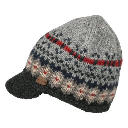 Gorro Beanie con visera Brooklyn Fair Isle de Kusan - Gris-Antracita
