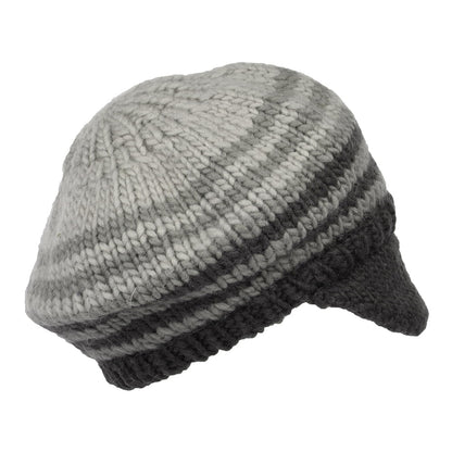 Gorro Beanie punto musgo visera suave de Kusan - Crema-Gris