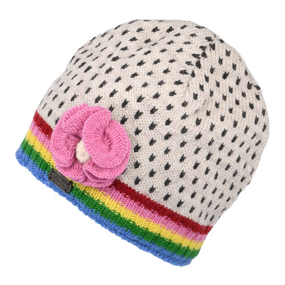 Gorro Beanie Brooklyn Punto fino con flor de Kusan - Blanco-Multi
