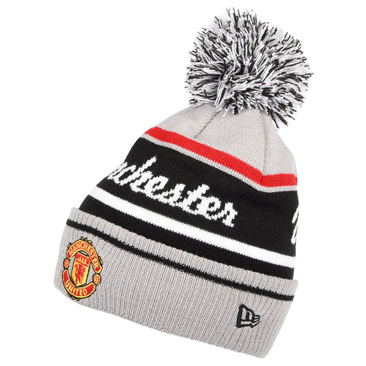 Gorro con pompón Vuelta Tejida Wordmark Manchester United de New Era - Gris-Negro