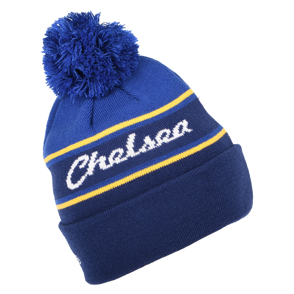 Gorro con pompón Vuelta Tejida Wordmark Chelsea FC de New Era - Azul Marino-Azul