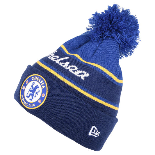 Gorro con pompón Vuelta Tejida Wordmark Chelsea FC de New Era - Azul Marino-Azul