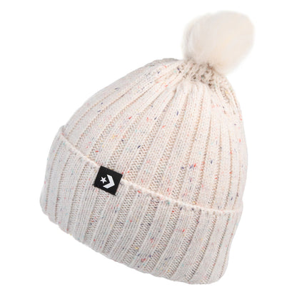 Gorro con pompón de piel sintética de Converse - Crema