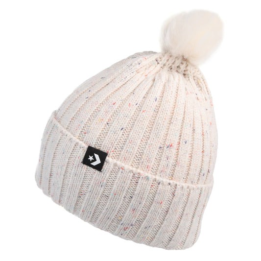 Gorro con pompón de piel sintética de Converse - Crema