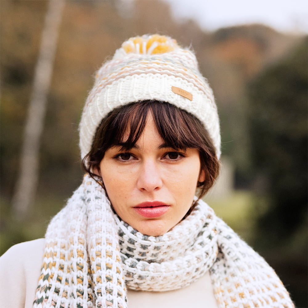 Gorro con pompón Myonet Space-Dyed de Barts - Crema-Verde Celadón