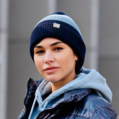Gorro Beanie Cowie Vuelta Tejida con franjas de Barts - Azul