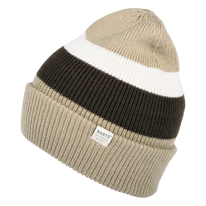 Gorro Beanie Cowie Vuelta Tejida con franjas de Barts - Gris Topo-Marrón