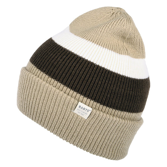 Gorro Beanie Cowie Vuelta Tejida con franjas de Barts - Gris Topo-Marrón