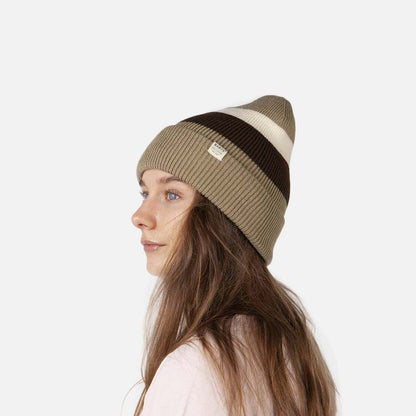 Gorro Beanie Cowie Vuelta Tejida con franjas de Barts - Gris Topo-Marrón