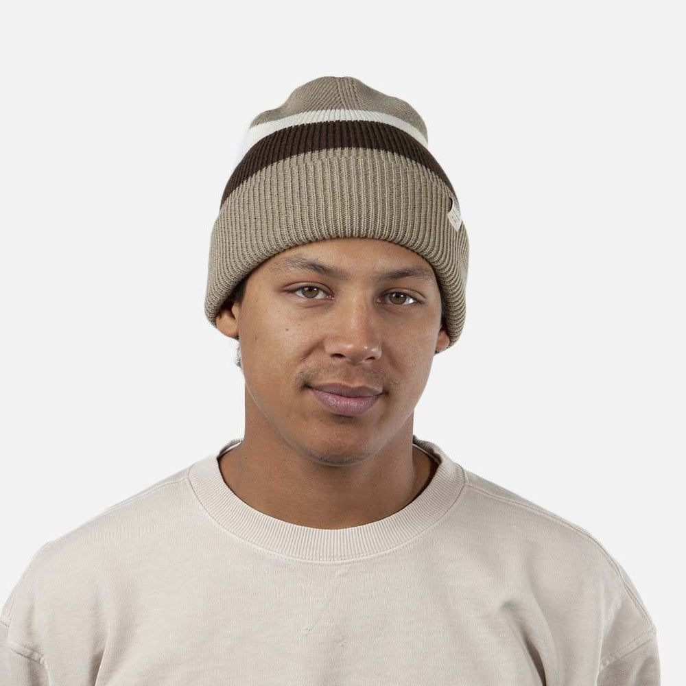 Gorro Beanie Cowie Vuelta Tejida con franjas de Barts - Gris Topo-Marrón