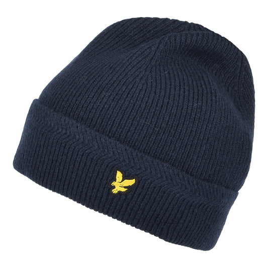 Gorro Beanie de canalé de Lyle & Scott - Azul Oscuro