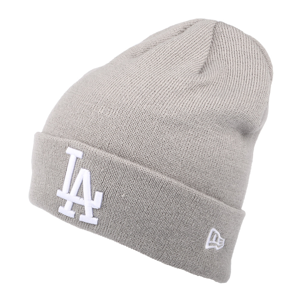 Gorro Beanie con vuelta MLB League Essential L.A. Dodgers de New Era - Gris-Blanco