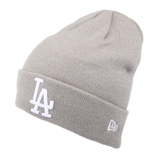 Gorro Beanie con vuelta MLB League Essential L.A. Dodgers de New Era - Gris-Blanco
