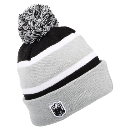 Gorro con pompón con vuelta NFL Striped Las Vegas Raiders de New Era - Gris-Negro
