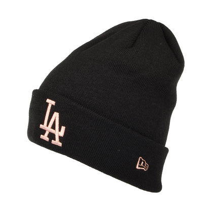 Gorro Beanie mujeres con vuelta MLB Metallic Logo L.A. Dodgers de New Era - Negro-Oro Rosa