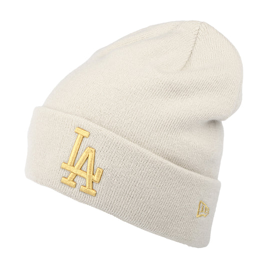 Gorro Beanie mujeres con vuelta MLB Metallic Logo L.A. Dodgers de New Era - Gris Piedra-Dorado