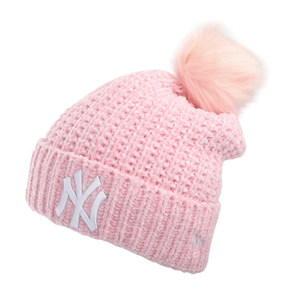 Gorro con pompón mujeres de Chenille MLB Winterized New York Yankees de New Era - Rosa Claro