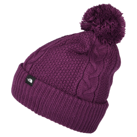 Gorro con pompón Minna de punto cable de The North Face - Morado