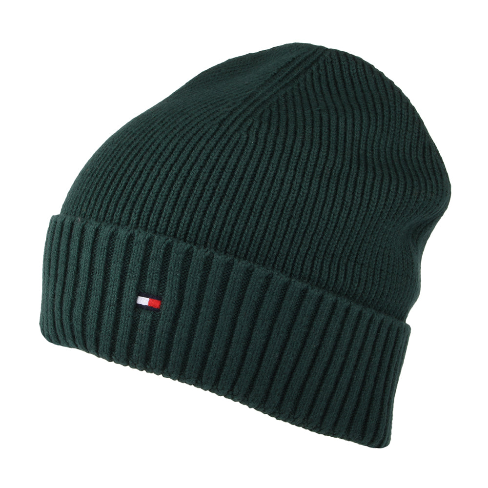 Gorro Beanie Essential Flag de algodón y cachemira de Tommy Hilfiger - Bosque