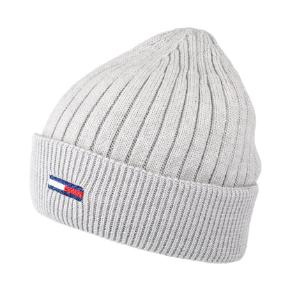 Gorro Beanie TJW Flag de canalé de Tommy Hilfiger - Gris Claro