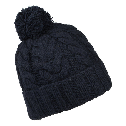 Gorro con pompón con vuelta de punto trenzado de Kusan - Azul Marino