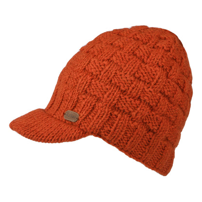 Gorro Beanie con visera Basket Weave de Kusan - Ocre