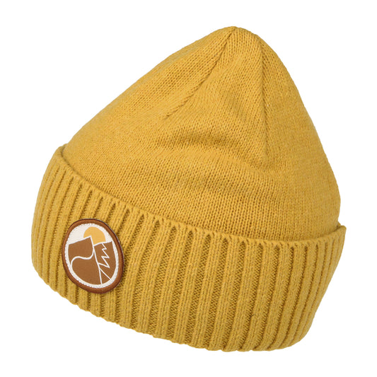 Gorro Beanie Slow Going Patch Brodeo de lana reciclada de Patagonia - Mostaza