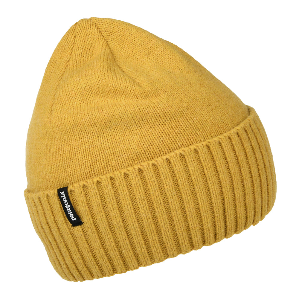 Gorro Beanie Slow Going Patch Brodeo de lana reciclada de Patagonia - Mostaza