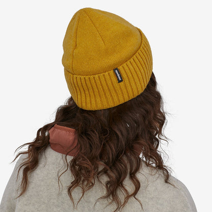 Gorro Beanie Slow Going Patch Brodeo de lana reciclada de Patagonia - Mostaza