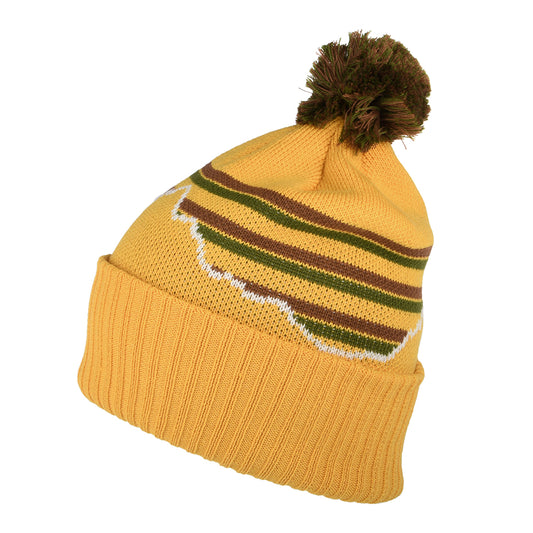 Gorro con pompón Fitz Roy Stripe Powder Town de Patagonia - Mostaza