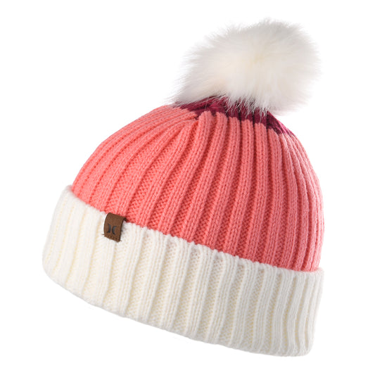 Gorro con pompón June de Hurley - Blanco-Rosa