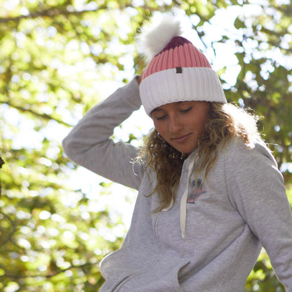 Gorro con pompón June de Hurley - Blanco-Rosa