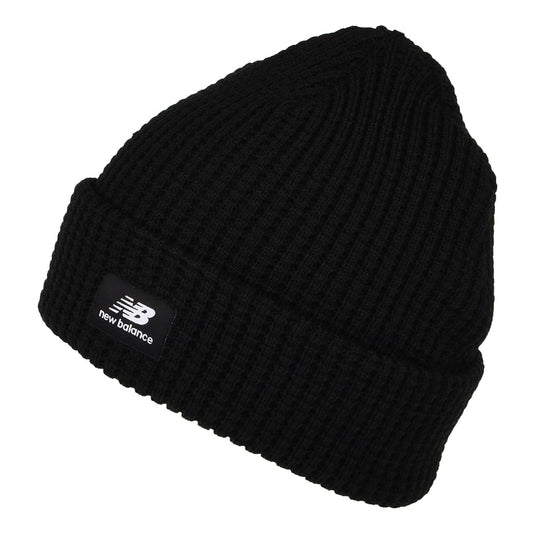 Gorro Beanie con vuelta punto gofre de New Balance - Negro