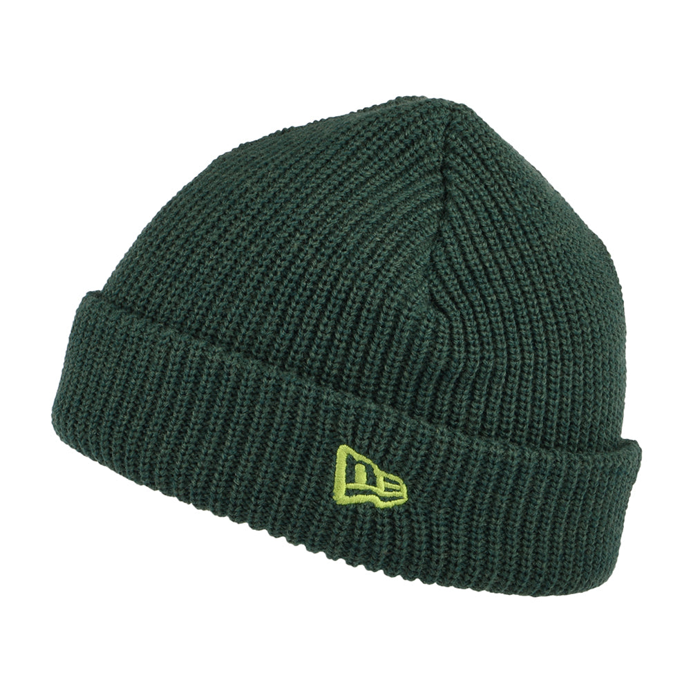 Gorro Beanie de canalé Short Cuff de New Era - Verde Oscuro