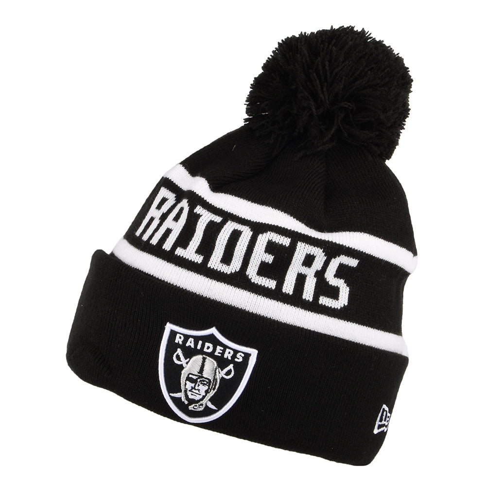 Gorro con pompón NFL Jake Cuff Las Vegas Raiders de New Era - Negro-Blanco
