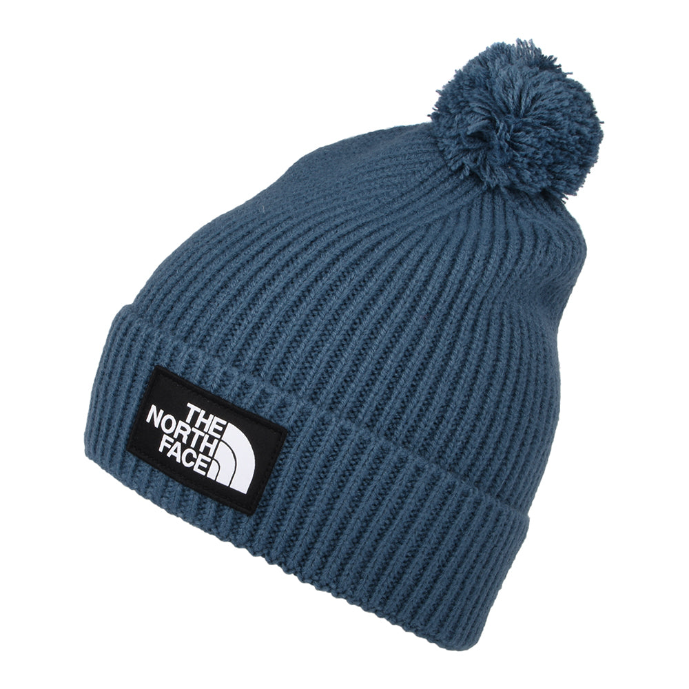 Gorro con Pompón Logo Box de The North Face - Azul Ahumado