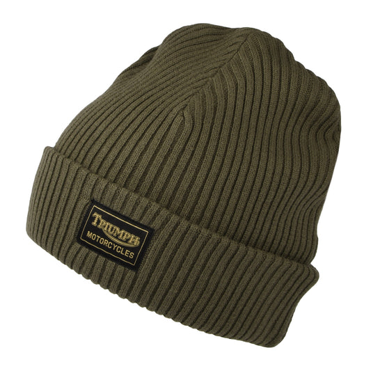 Gorro Beanie Larry con vuelta de algodón de Triumph Motorcycles - Kaki Oscuro