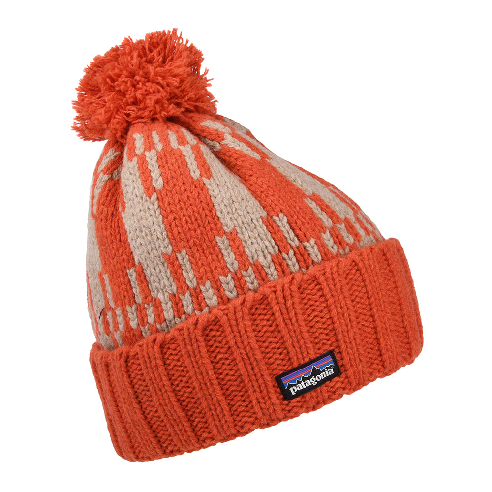 Gorro con pompón Snowbelle de lana reciclada de Patagonia - Naranja